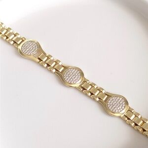 Gold Filled Pavé Disc Link Bracelet NWT